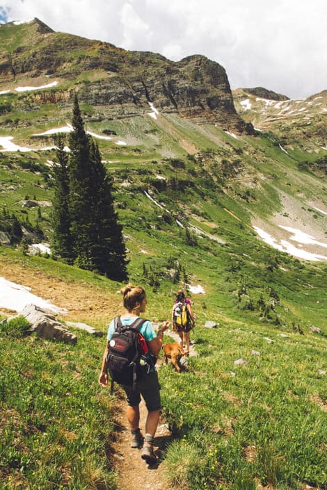 Hiking a mountain trail