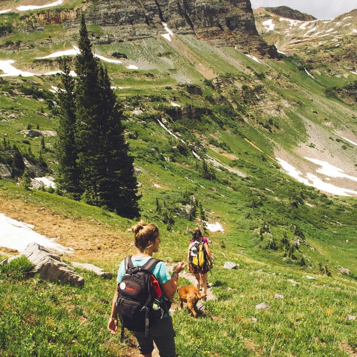 Hiking a mountain trail